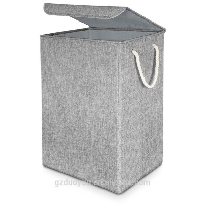 Hight Quality Linen Fabric Foldable Clothes Storage Hamper Laundry Basket With Lid